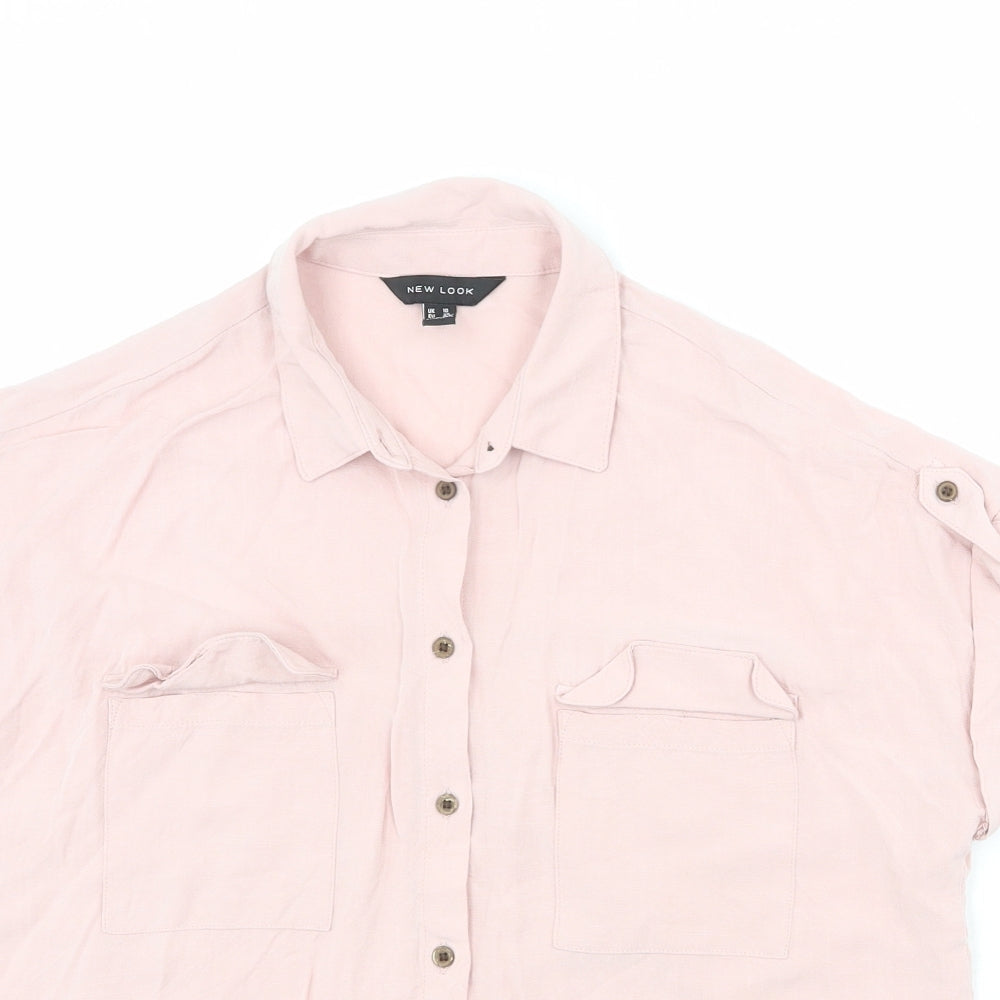 Womens UK Size 10 New Look Pink Basic Button-Up