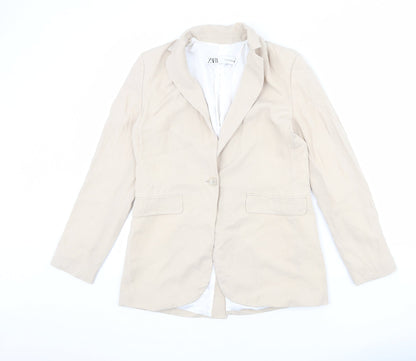 Zara Womens Beige Viscose Jacket Blazer Size XS