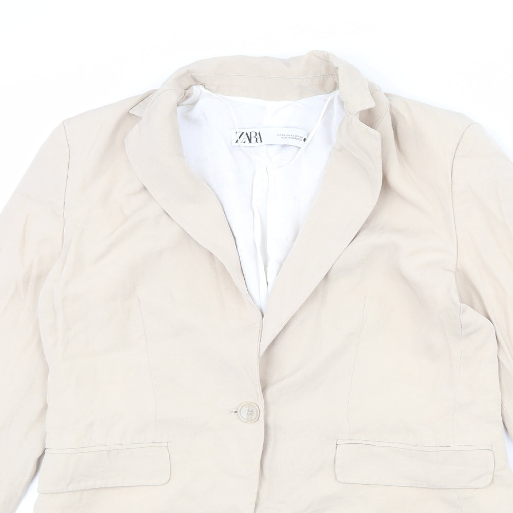 Zara Womens Beige Viscose Jacket Blazer Size XS