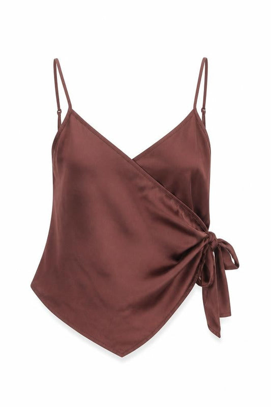 Womens UK Size 14 ASOS Brown Wrap Tank