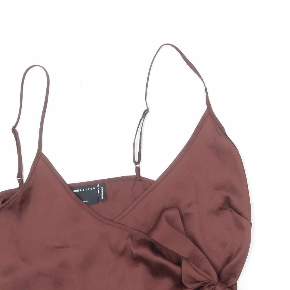Womens UK Size 14 ASOS Brown Wrap Tank