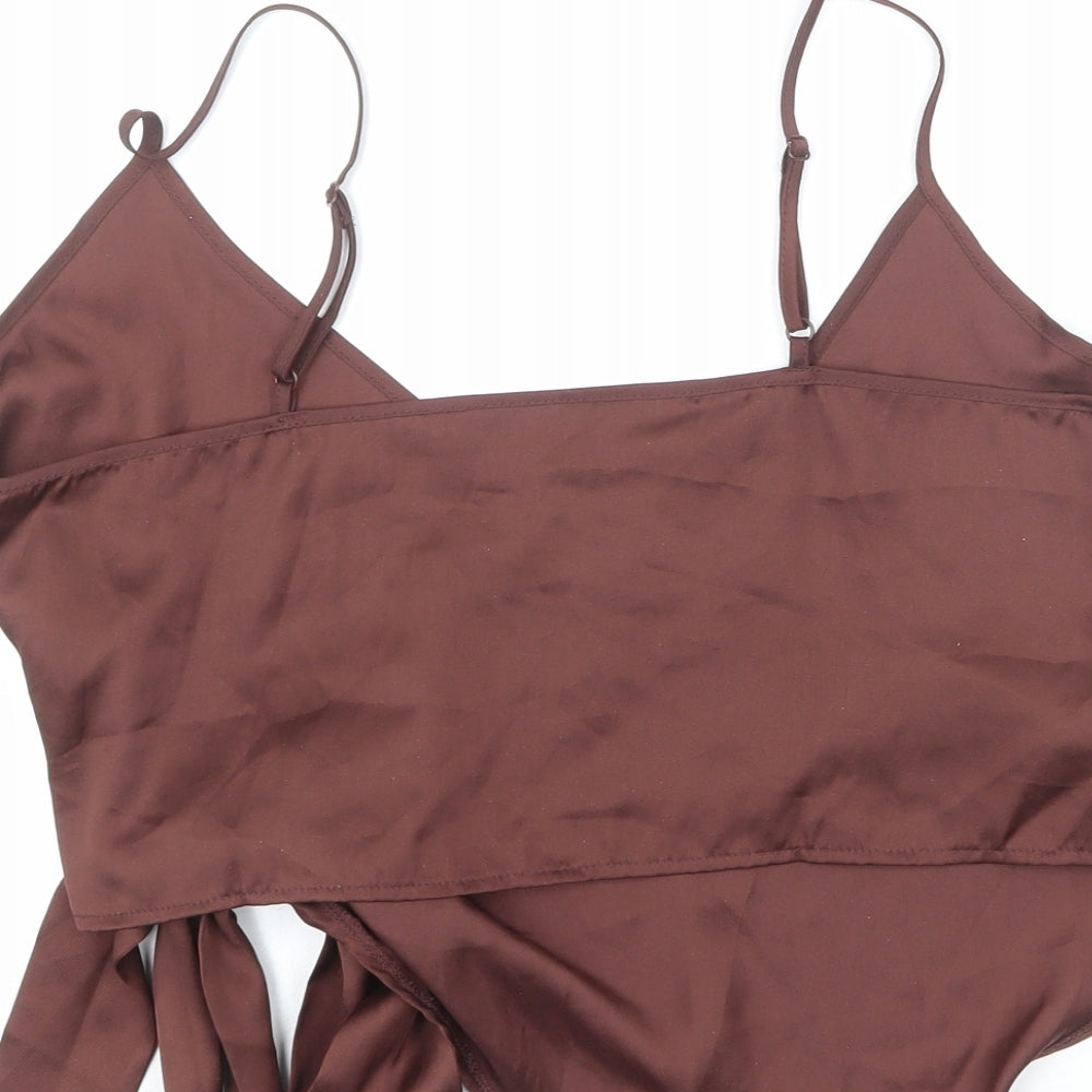 Womens UK Size 14 ASOS Brown Wrap Tank