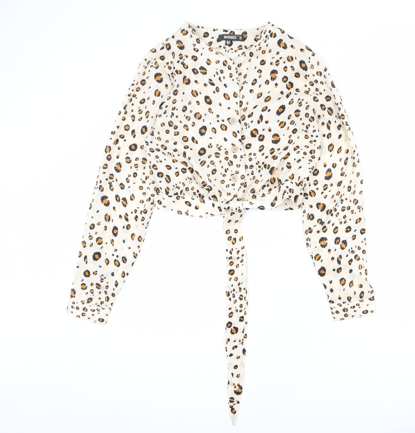 Womens UK Size 10 Missguided Beige Basic Button-Up
