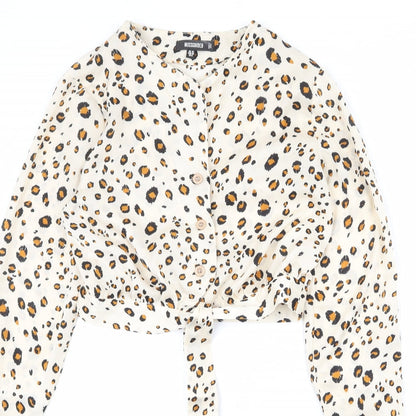 Womens UK Size 10 Missguided Beige Basic Button-Up