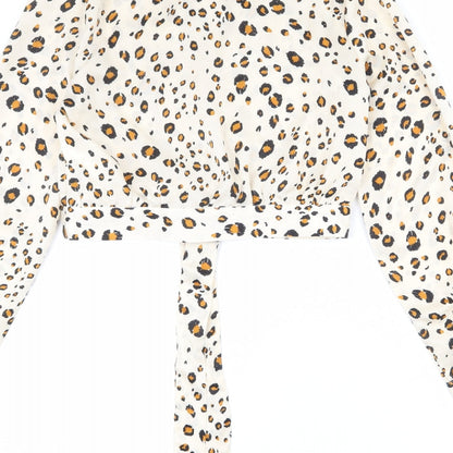 Womens UK Size 10 Missguided Beige Basic Button-Up