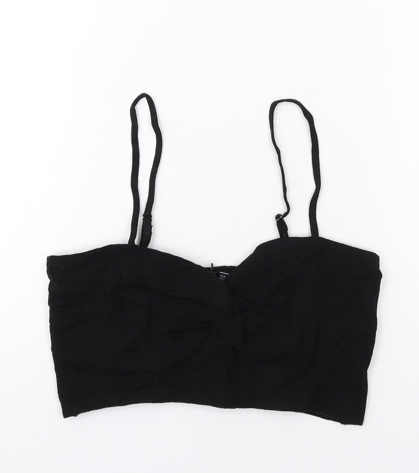 Womens UK Size M Stradivarius Black Cropped Tank