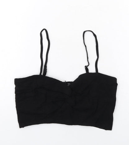 Womens UK Size M Stradivarius Black Cropped Tank