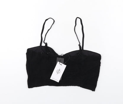 Womens UK Size M Stradivarius Black Cropped Tank