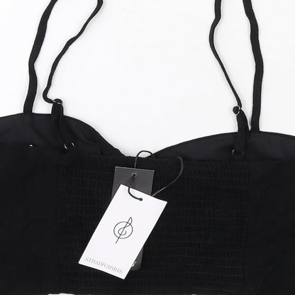 Womens UK Size M Stradivarius Black Cropped Tank