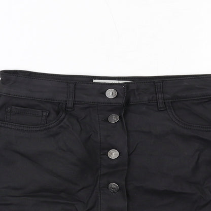 New Look Womens Black Viscose A-Line Skirt Size 8 Button