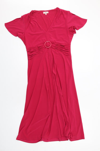 CC Womens Pink Polyester Trapeze & Swing Size 8 V-Neck Pullover