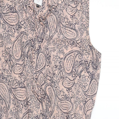 CAbi Womens Multicoloured Paisley Polyester Fit & Flare Size S V-Neck Pullover - Shirred Waist