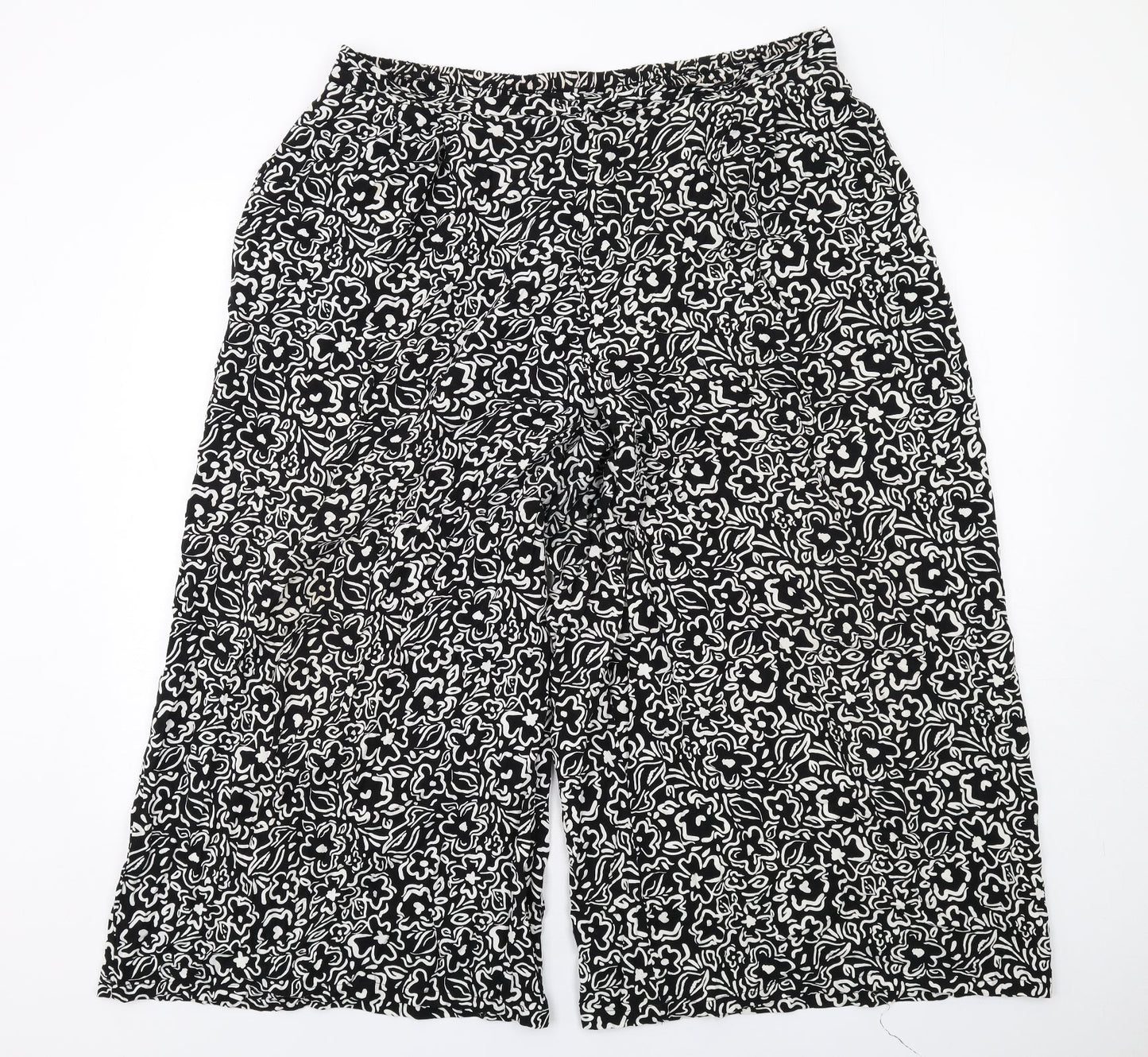 New Look Womens Black Geometric Viscose Trousers Size 16 L24 in Regular