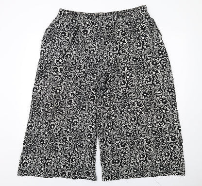 New Look Womens Black Geometric Viscose Trousers Size 16 L24 in Regular