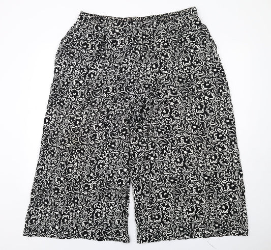 New Look Womens Black Geometric Viscose Trousers Size 16 L24 in Regular