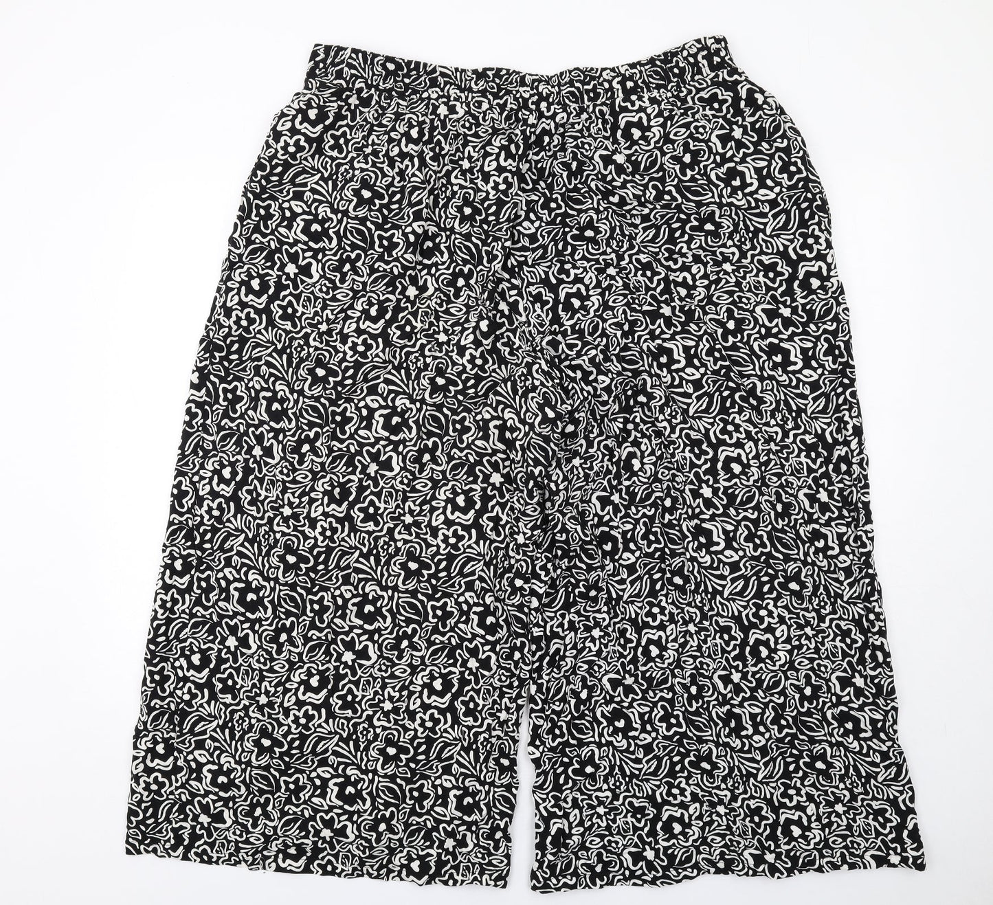 New Look Womens Black Geometric Viscose Trousers Size 16 L24 in Regular