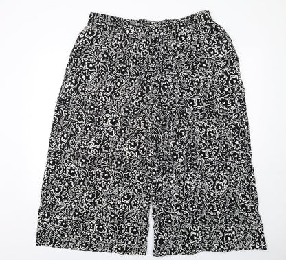 New Look Womens Black Geometric Viscose Trousers Size 16 L24 in Regular