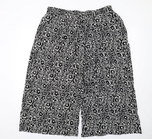 New Look Womens Black Geometric Viscose Trousers Size 16 L24 in Regular