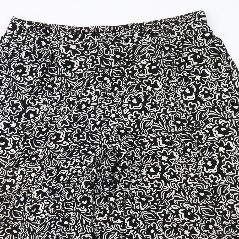 New Look Womens Black Geometric Viscose Trousers Size 16 L24 in Regular