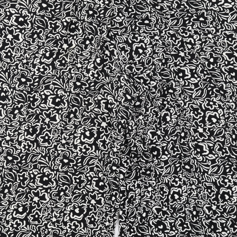 New Look Womens Black Geometric Viscose Trousers Size 16 L24 in Regular