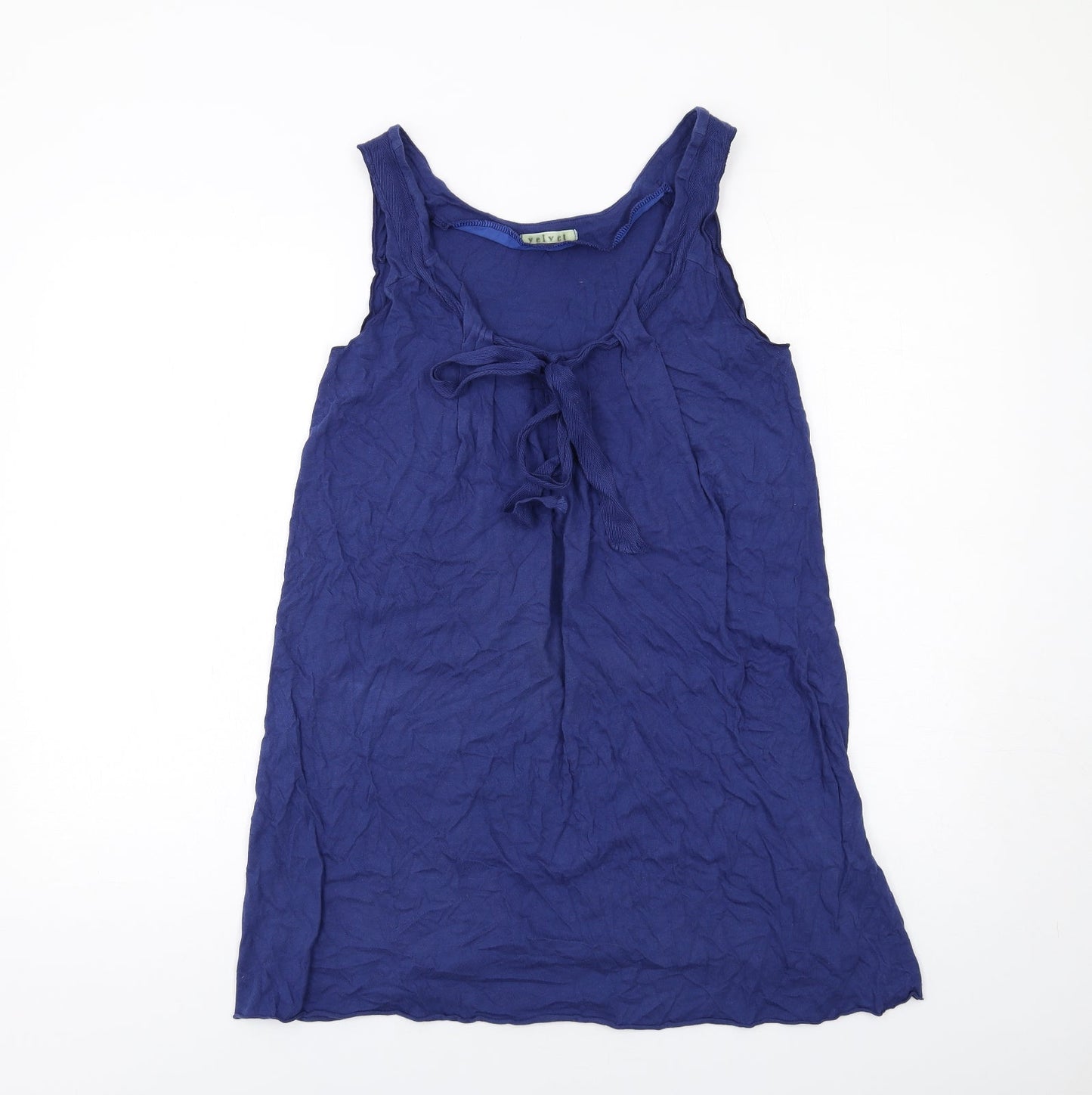 Womens UK Size M Velvet Blue Basic Tank