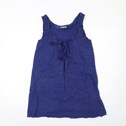 Womens UK Size M Velvet Blue Basic Tank