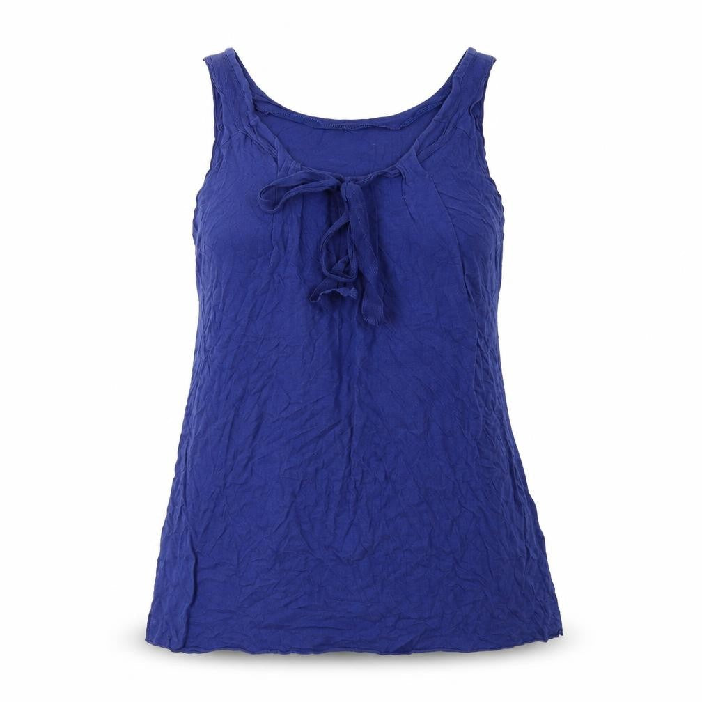 Womens UK Size M Velvet Blue Basic Tank