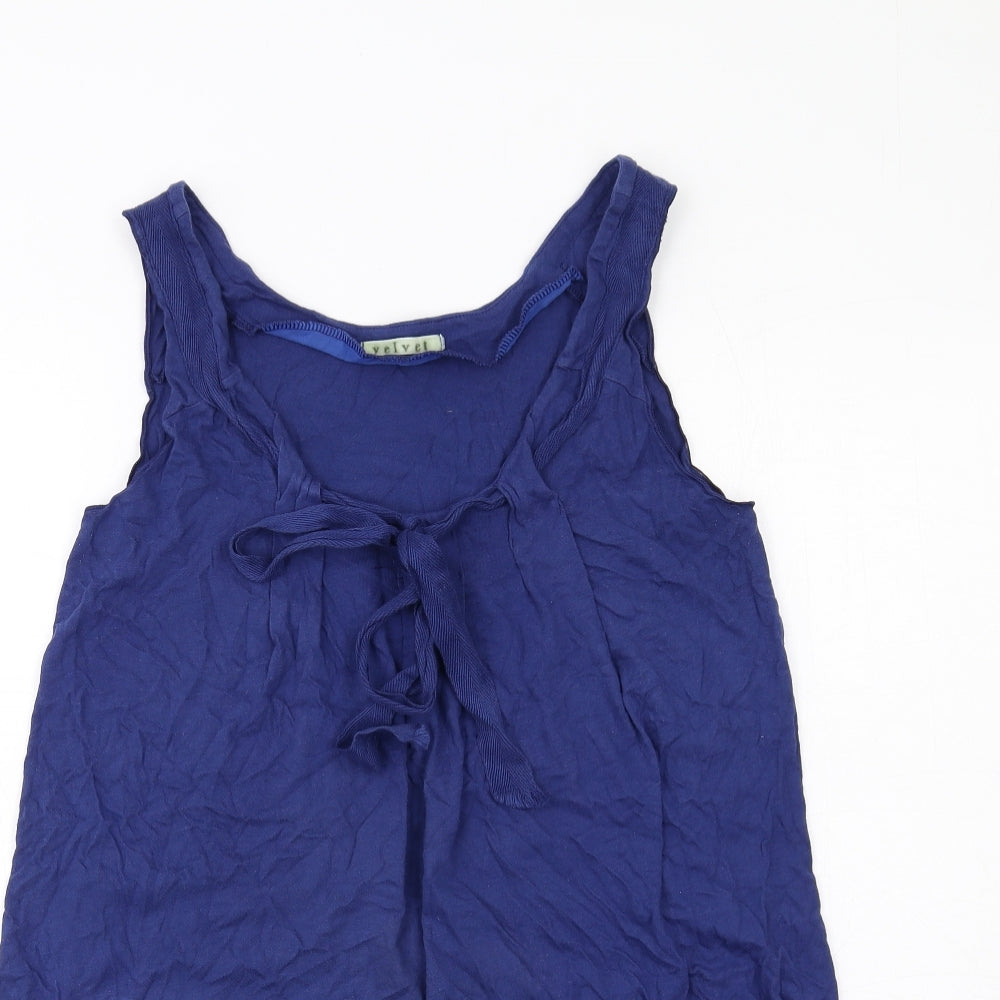 Womens UK Size M Velvet Blue Basic Tank