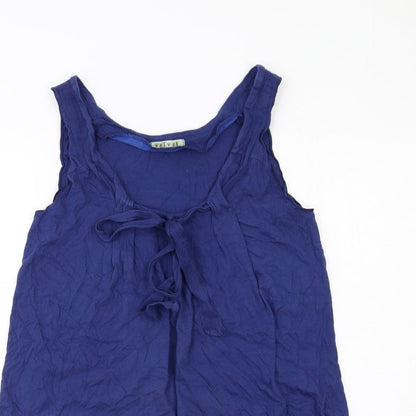 Womens UK Size M Velvet Blue Basic Tank
