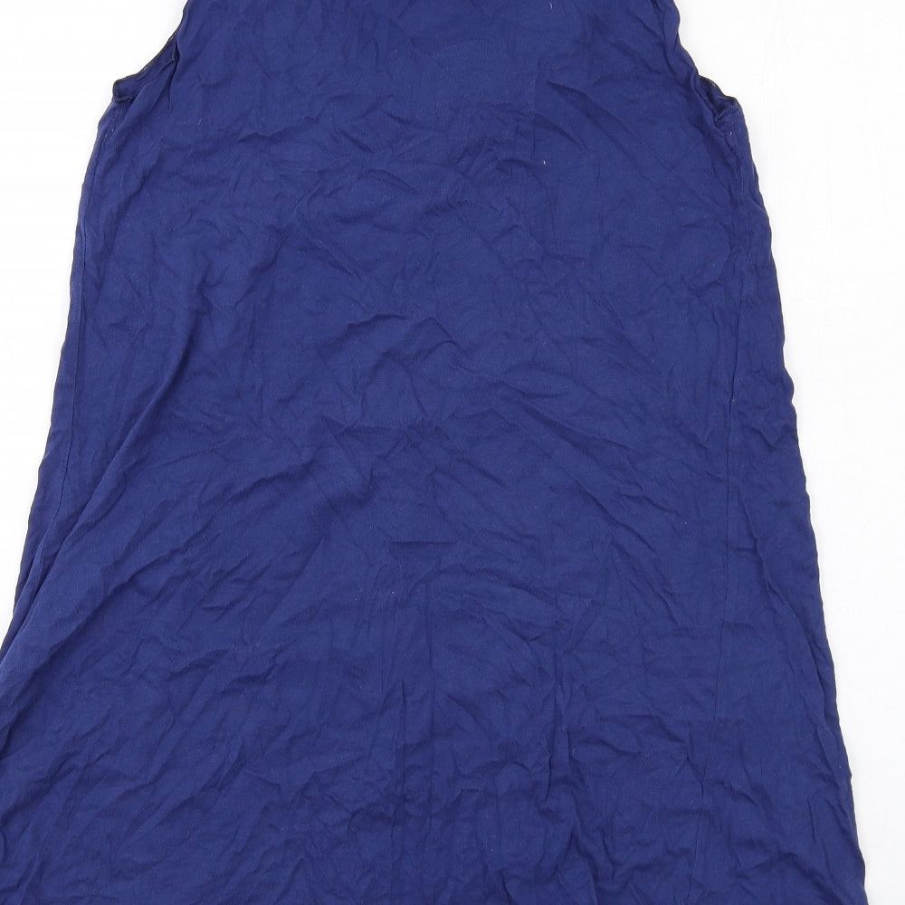 Womens UK Size M Velvet Blue Basic Tank