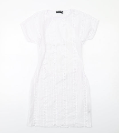 ASOS Womens White Polyester Shift Size 8 Round Neck Pullover