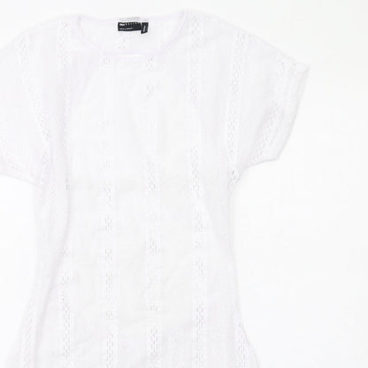 ASOS Womens White Polyester Shift Size 8 Round Neck Pullover