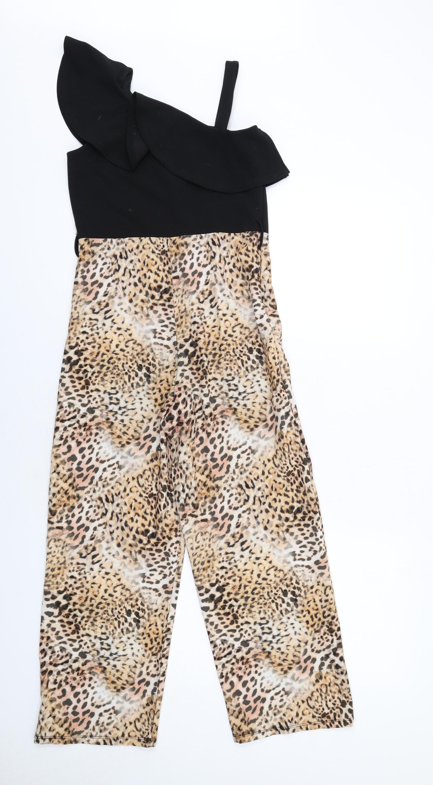 Lipsy Girls Multicoloured Animal Print Polyester Jumpsuit One-Piece Size 9-10 Years L24 in Zip