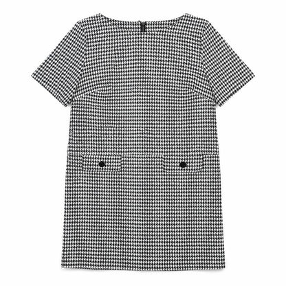 Wallis Womens Black Geometric Polyester Shift Size 14 Boat Neck Zip