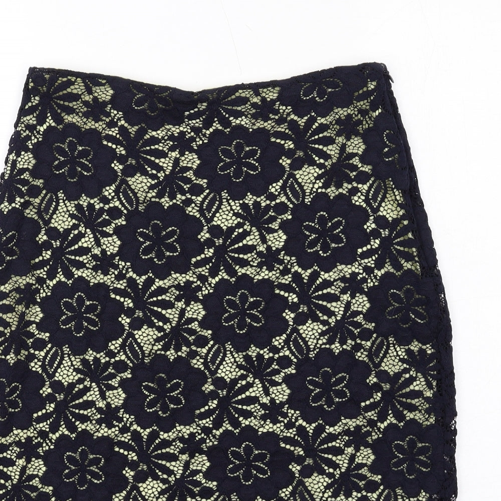 Precis Womens Blue Floral Nylon Straight & Pencil Skirt Size 8 Zip