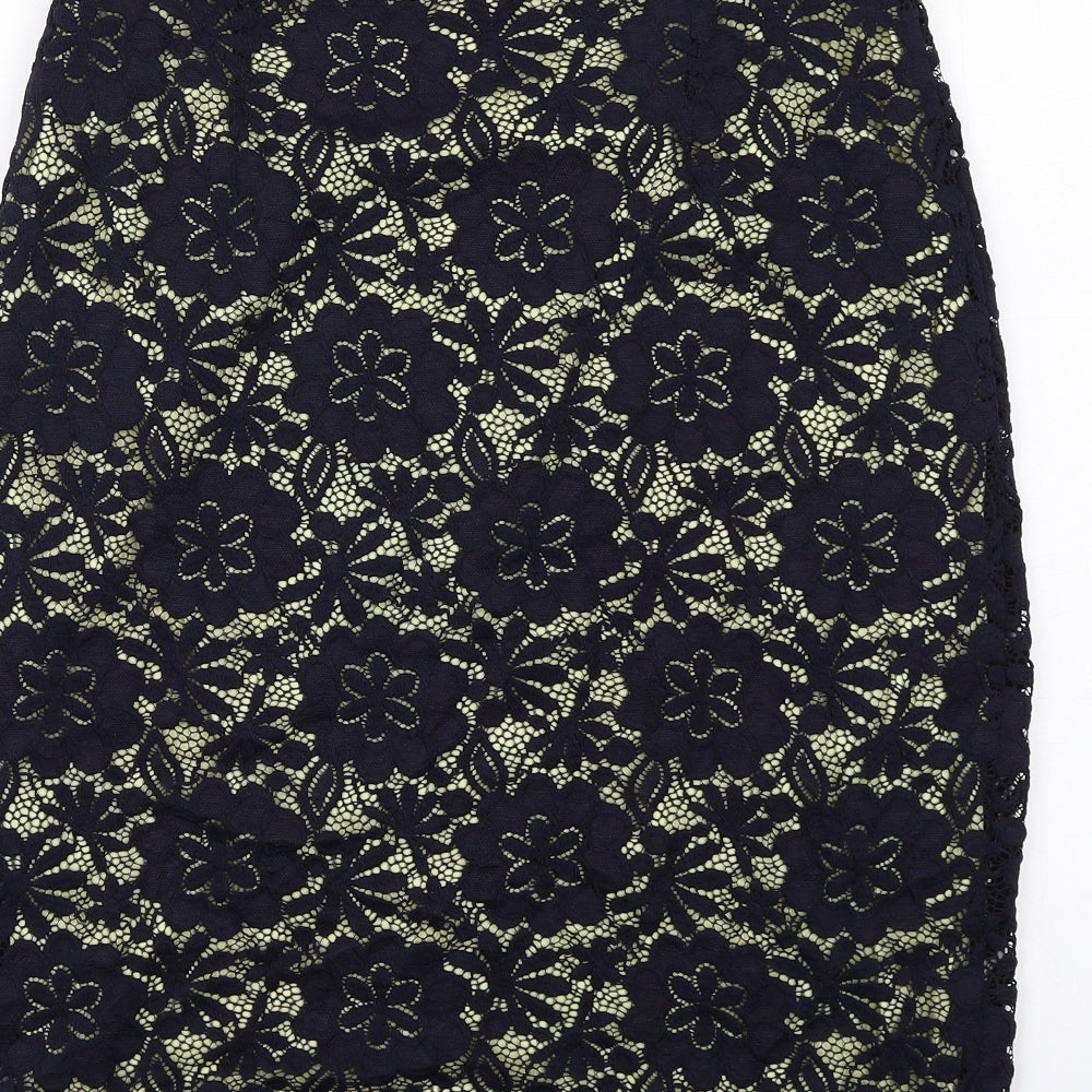 Precis Womens Blue Floral Nylon Straight & Pencil Skirt Size 8 Zip