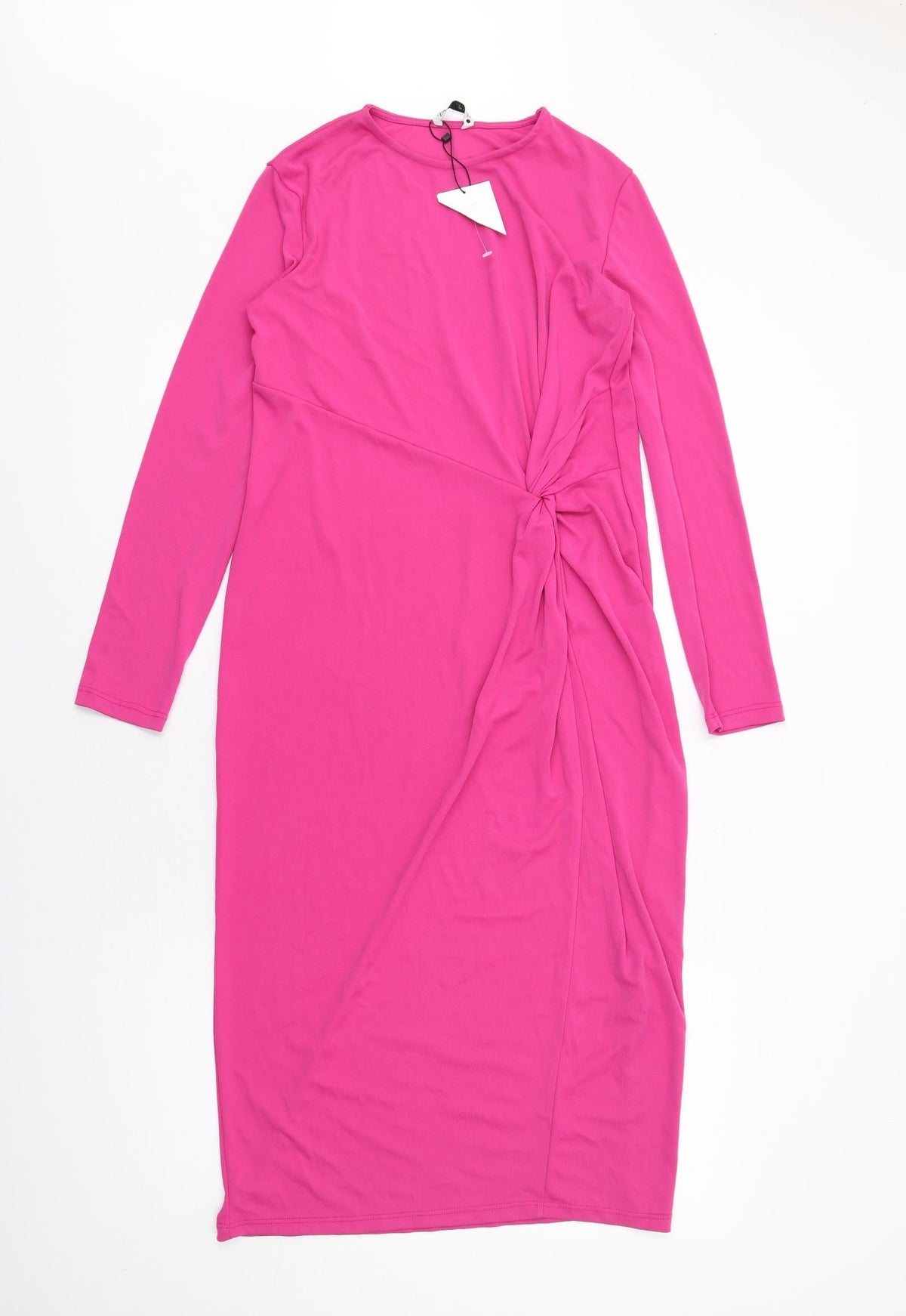 Zara Womens Pink Polyester Sheath Size S Round Neck Pullover - Front Detail