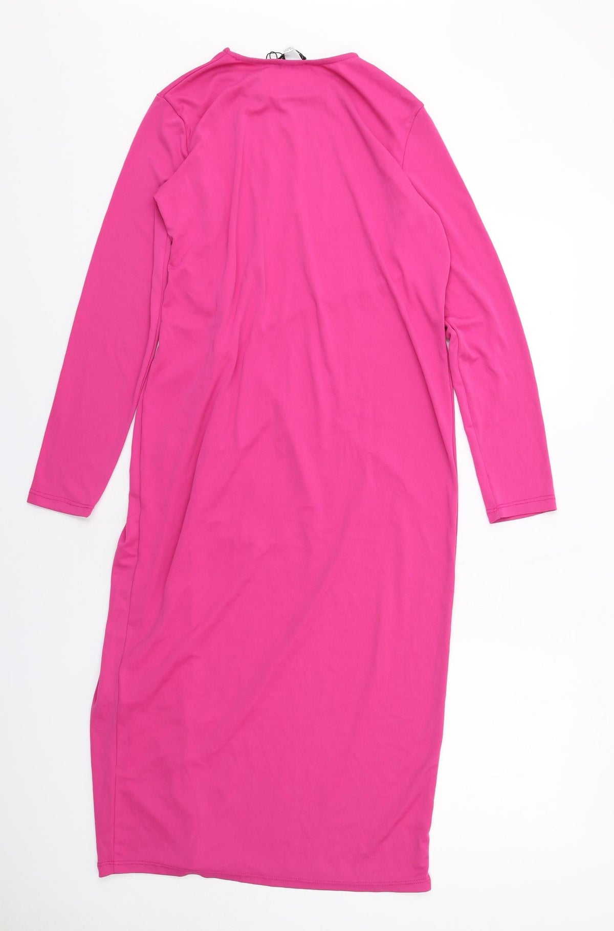 Zara Womens Pink Polyester Sheath Size S Round Neck Pullover - Front Detail