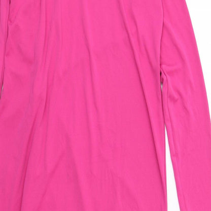 Zara Womens Pink Polyester Sheath Size S Round Neck Pullover - Front Detail