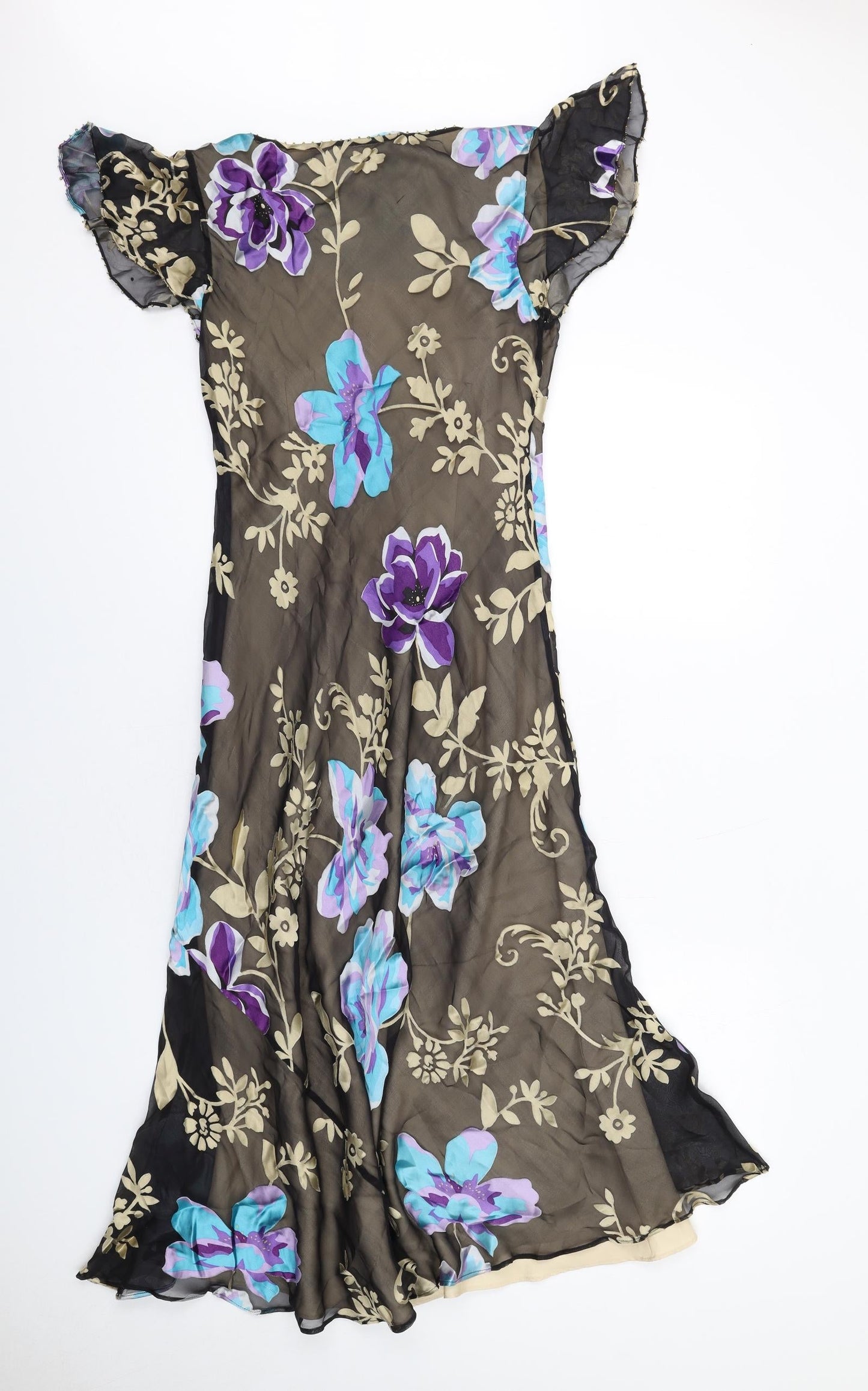 CC Womens Multicoloured Floral Polyester A-Line Size 8 Cowl Neck Pullover