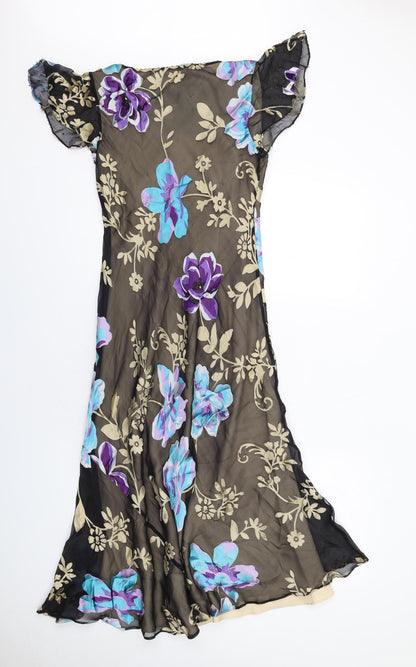 CC Womens Multicoloured Floral Polyester A-Line Size 8 Cowl Neck Pullover