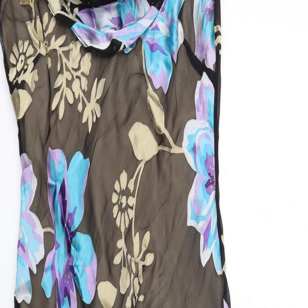 CC Womens Multicoloured Floral Polyester A-Line Size 8 Cowl Neck Pullover