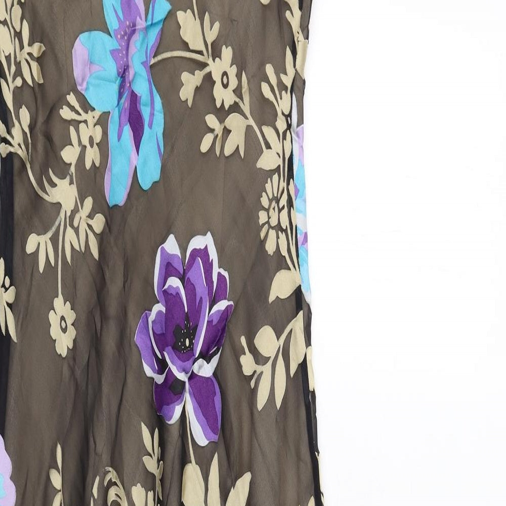 CC Womens Multicoloured Floral Polyester A-Line Size 8 Cowl Neck Pullover