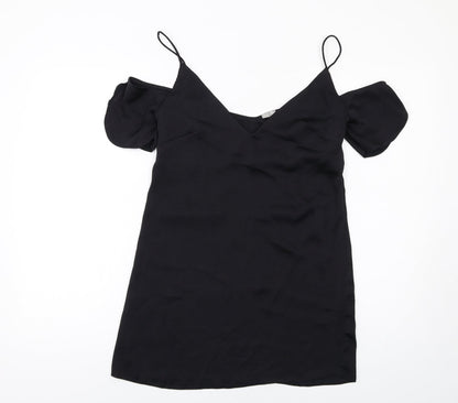 ASOS Womens Black Polyester A-Line Size XS V-Neck Pullover - Cold Shoulder