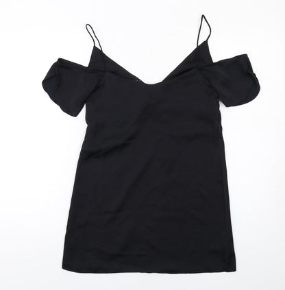 ASOS Womens Black Polyester A-Line Size XS V-Neck Pullover - Cold Shoulder