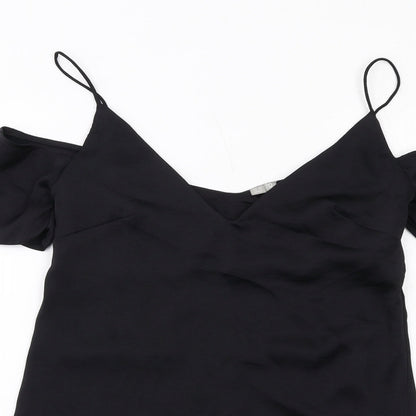ASOS Womens Black Polyester A-Line Size XS V-Neck Pullover - Cold Shoulder