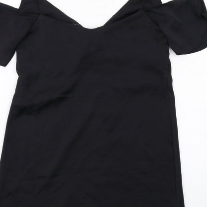 ASOS Womens Black Polyester A-Line Size XS V-Neck Pullover - Cold Shoulder