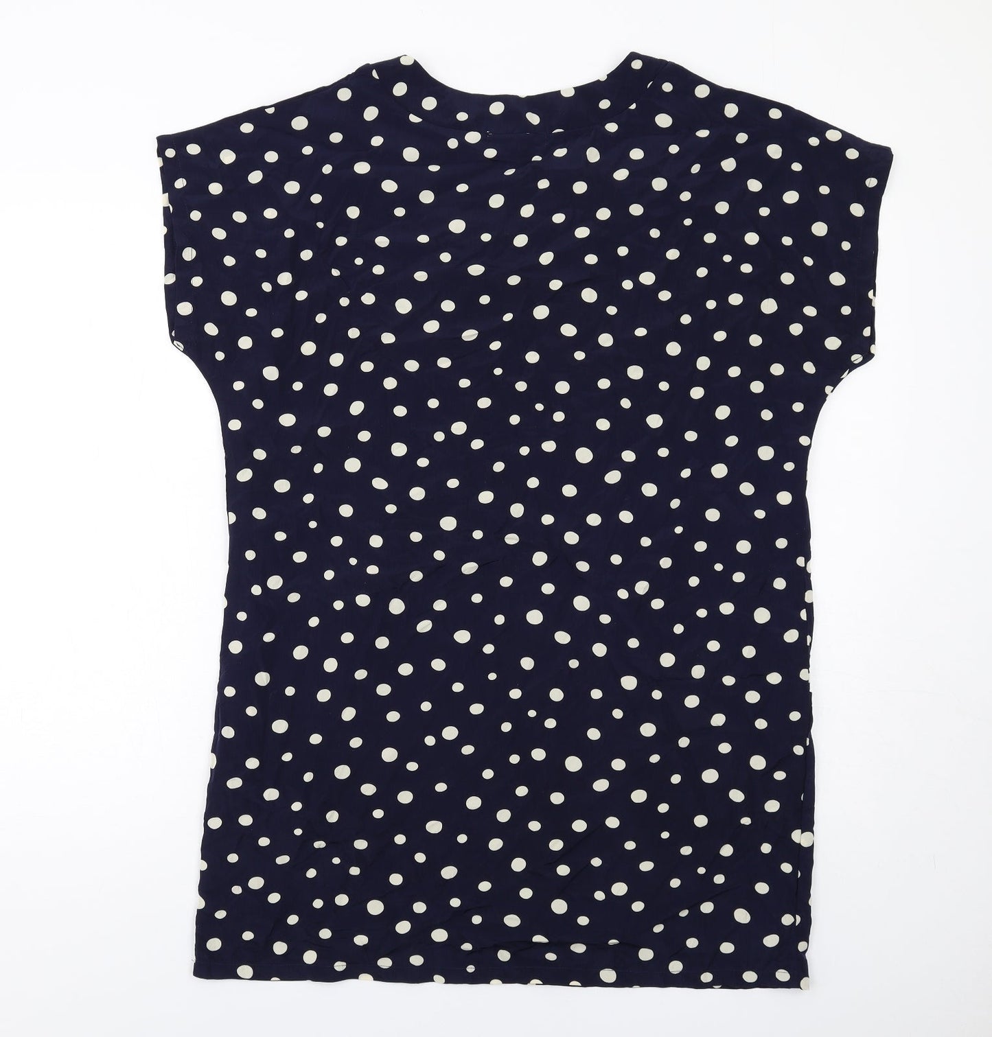 Grove Womens Blue Polka Dot Polyester T-Shirt Dress Size 12 Round Neck Pullover