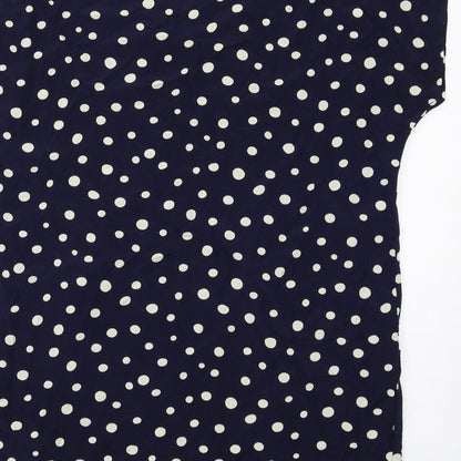 Grove Womens Blue Polka Dot Polyester T-Shirt Dress Size 12 Round Neck Pullover