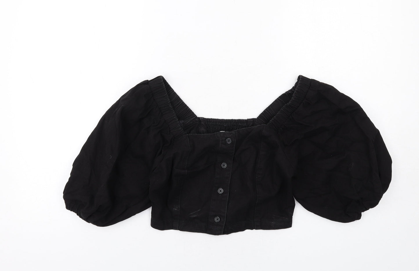 Womens UK Size 6 New Look Black Cropped Blouse